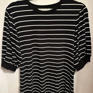 Contemporaine Black and White Striped Top